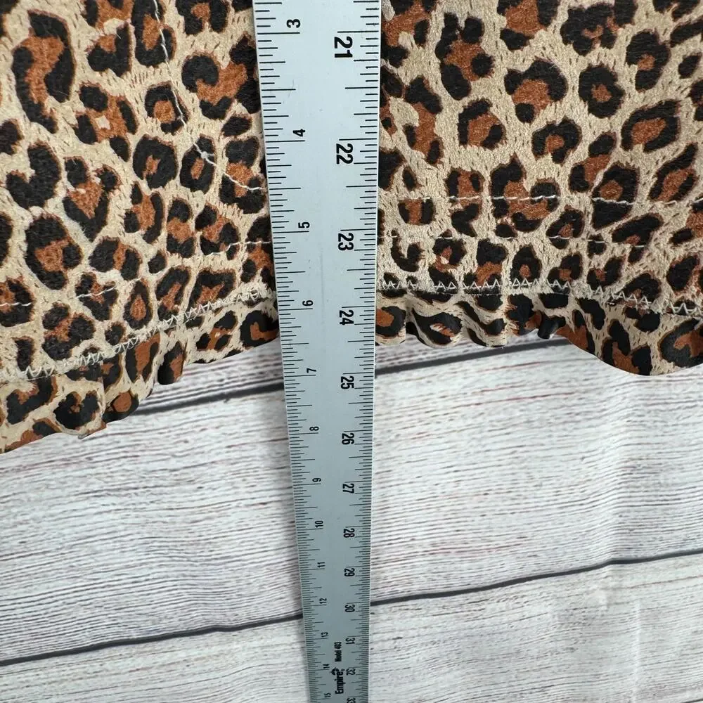 Pamela McCoy Collections Leopard Print Leather Blazer Women's Large Beige